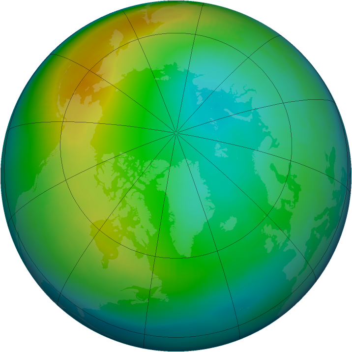 Arctic ozone map for December 1999
